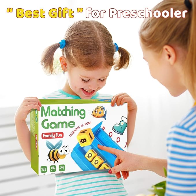 HahaGift Educational Toys for 2-5 Year Old Girl Gifts, Matching Letter Learning Games Activities, Christmas Birthday Gift for Toddler Kids Age 2 3 4 5 Year Olds Girls