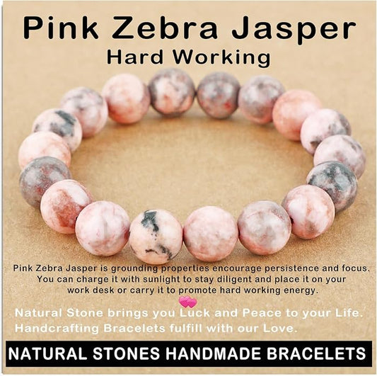 AD Beads Handmade Gemstone Stretch Elastic Bracelet Crystal Healing Reiki Nature's Beauty and Spiritual Essence Unisex