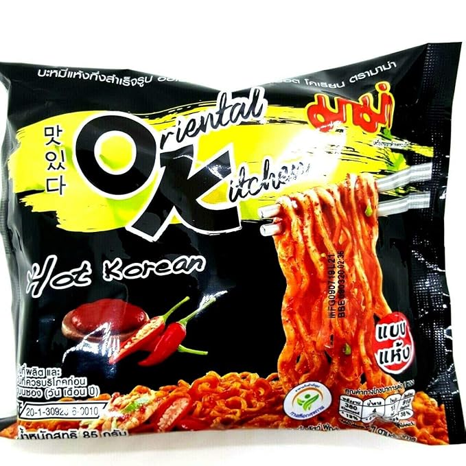 Oriental Kitchen Hot Korean (Dried) Flavour Quick Cook Thai-MAMA Big Pack Instant Noodles Rice Soup (Pack of 3)