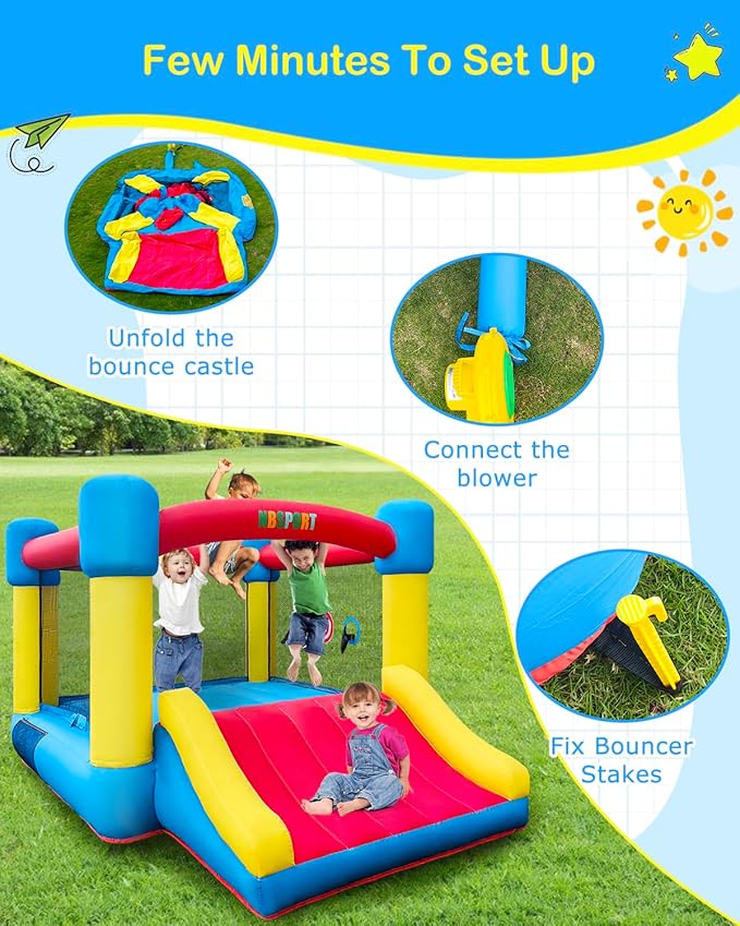 Inflatable Bounce House for Kids Ages 3-8 - Largest 6.7'x8.4' Jump Zone, Big Kids Bouncer Castle with Slide | Blower Included | Backyard Party & Birthday Gift