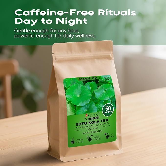 FullChea - Gotu Kola Tea Bags, 50 Count, Dried Gotu Kola Leaves | Natural centella asiatica herbal tea, non-GMO, caffeine-free, smooth mild flavor for calm daily tea moments