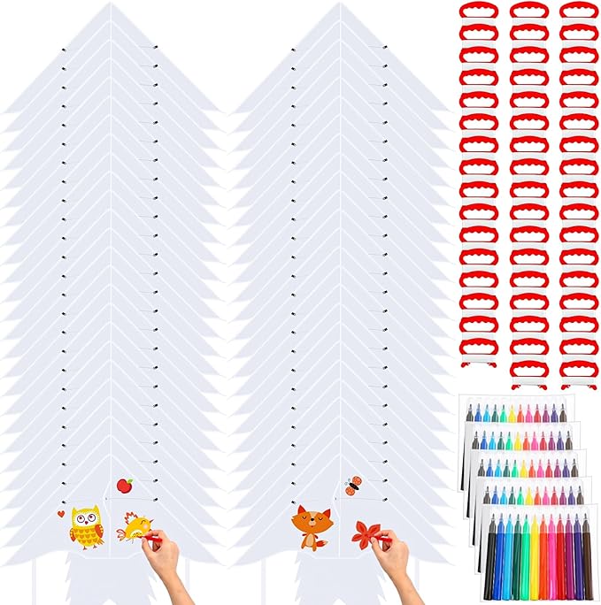 Libima 50 Pcs DIY Blank Kites for Kids Bulk Large Kite Making Kit Easy to Fly Set Party with Watercolor Pens and String Decorating Coloring Party Set for Craft Outdoor Games (Swallow Fish)