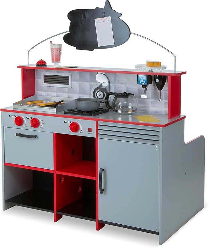 Melissa & Doug Double-Sided Wooden Star Diner Restaurant Play Space