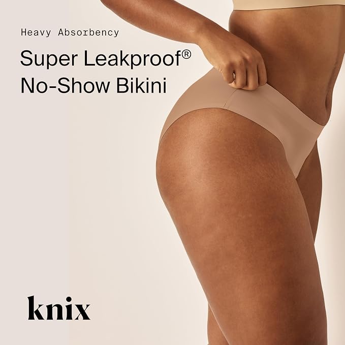 KNIX Super Leakproof No-Show Bikini Period Underwear – Heavy Flow, Reusable Absorbent Menstrual & Incontinence Panties