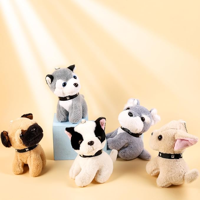 Niceup 10Pcs 4.5in Small Stuffed Animals Plush Puppies Bulk Adopt Dog Party Favors Cute Little Paw Pup Soft Plush Toys Doll for Pawty Birthday Goodie Bag Fillers Kids Class Easter Egg Basket Stuffer