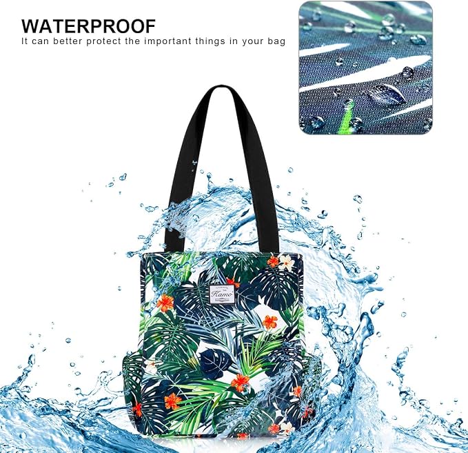 KAMO Floral Tote Bag - Waterproof Lightweight Handbags Travel Shoulder Bag for Hiking Yoga Gym Swimming Travel Beach