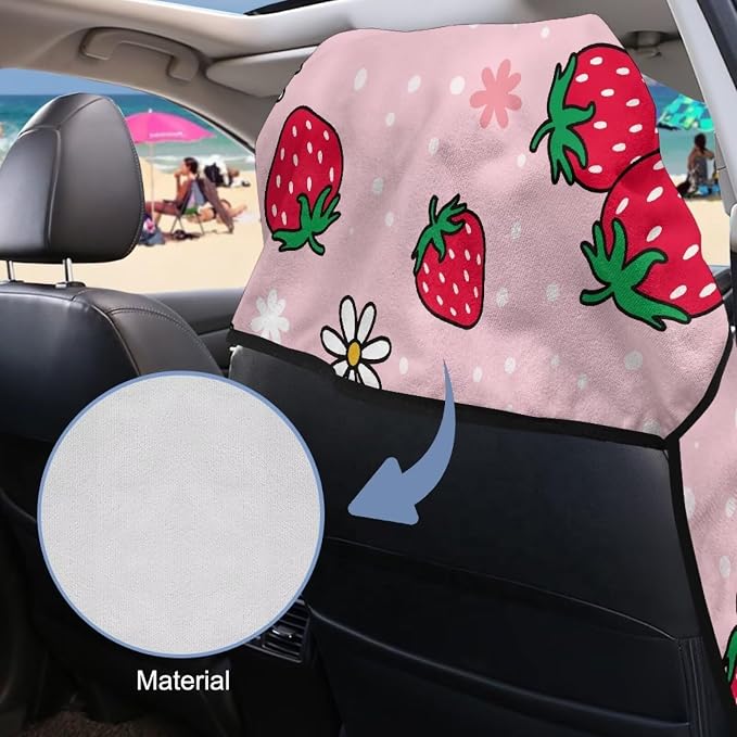 INSTANTARTS Strawberry Car Seat Towel Covers Yoga Towel Car Seat Cover Quick-Dry Towel