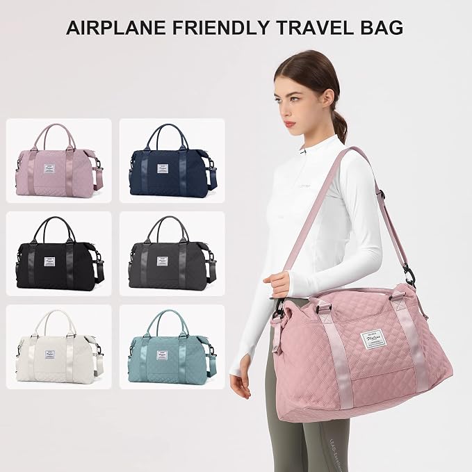 Travel Duffel Bag, Carry On Overnight Weekender Bags for Women | Travel Bag with Wet Pocket & Trolley Sleeve, For Spirit Airlines 18x14x8 Personal Item Bag