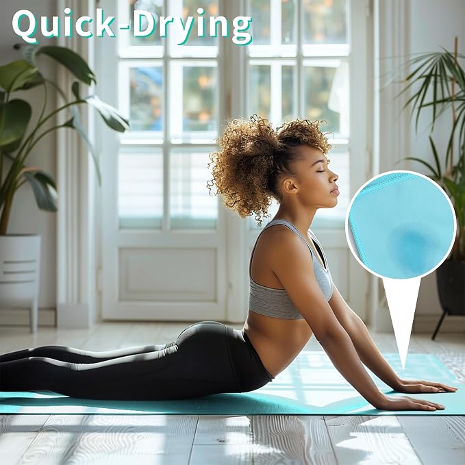 MIAOMIAO 2 Pack Non-Slip Hot Yoga Towel Set,Super Absorbent Microfiber in, 24.5" x 72" - Anti-Slip, Injury Free Design for Pilates, Yoga Mats, Exercise, and Fitness Gear Light Pink/Light Blue