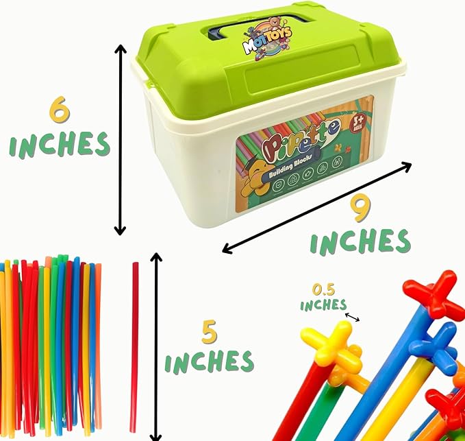 500 Pcs Fort Building Kit - 250 Sticks, 250 Connectors Straw Constructor STEM Building Toys - Creative Indoor Buildable Kit for Kid - Outdoor Toys for Kid Ages 4-8 - DIY Interlocking Toys