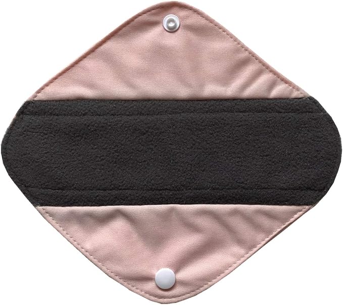 5 Pieces Charcoal Bamboo Mama Cloth/Menstrual Pads/Reusable Sanitary Pads (Light Pink, Pantyliner (8 inch))