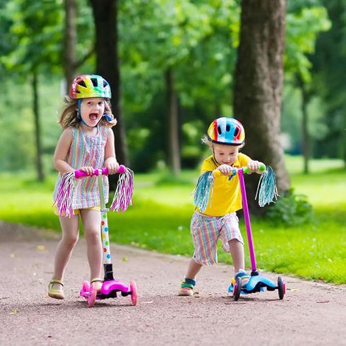 PLATT Kid's Bicycle Handlebar Streamers Colorful Ribbons Tassel for Girls Boys Bicycle Handlebar Scooter Handgrip (1Pair) (shiny blue)
