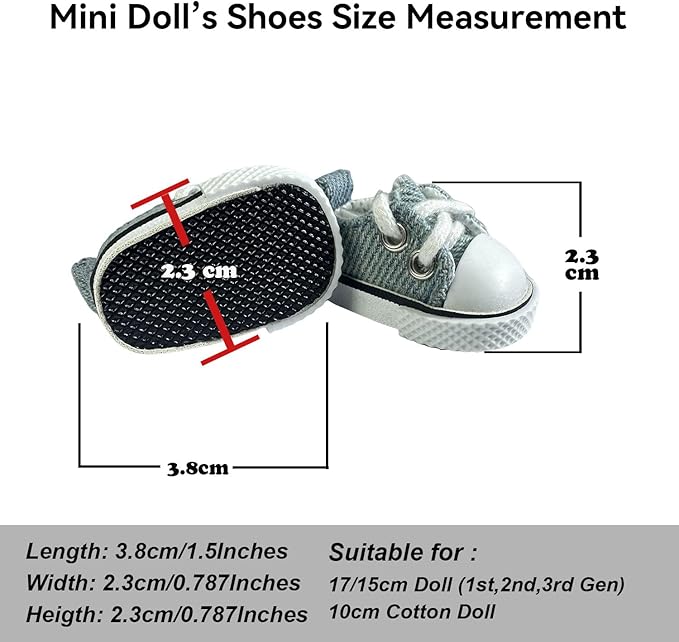17cm Dolls Shoes, Lace-Up Canvas Sneakers Mini Shoes for 17cm Dolls, Fingerboard Shoes, Mini Finger Shoes, Clothing Accessory for 6.7in Dolls (1 Pair of Blue)