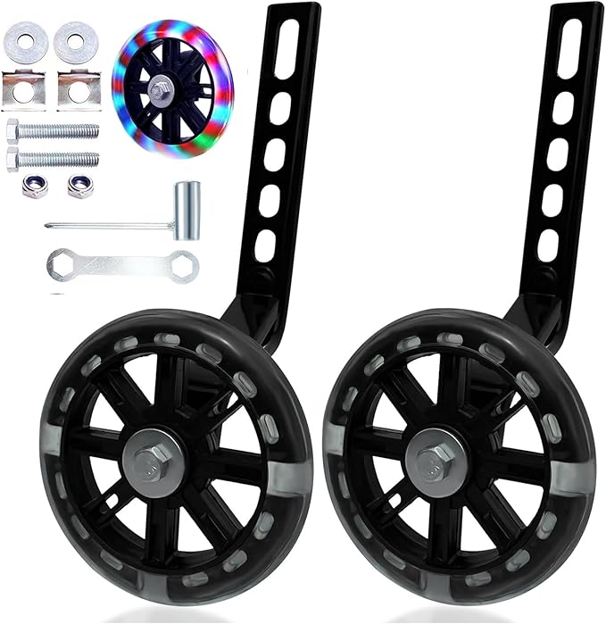 DDJKCZ Training Wheels Flash Mute Wheel Bicycle Compatible for Bikes of 12 14 16 18 20 Inch