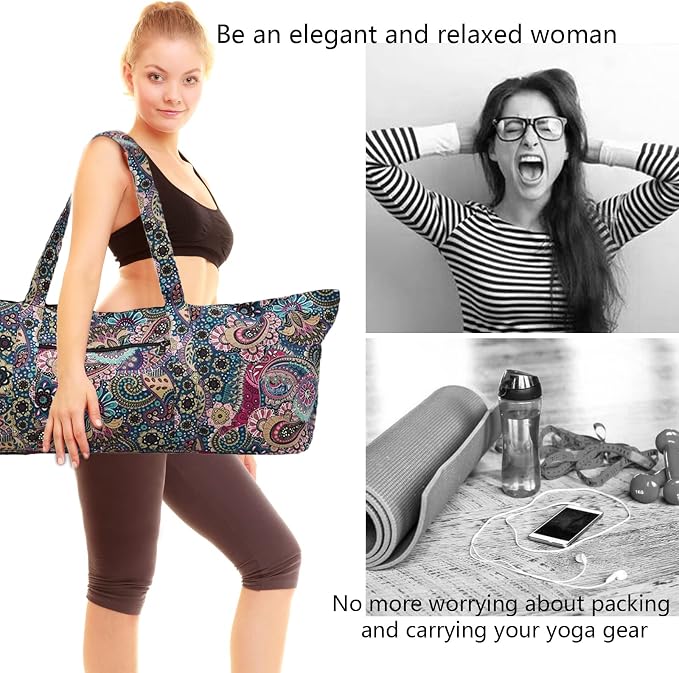 IwIeIaIrI Yoga Mat Bag for Women with Large Size Pocket and Zipper Pocket,Yoga Bag Mat Carrier Holder Fits Most Your Stuff,Yoga Accessories Gifts
