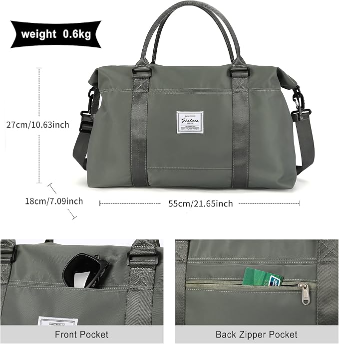 Travel Duffel Bag, Carry On Overnight Weekender Bags for Women | Travel Bag with Wet Pocket & Trolley Sleeve, For Spirit Airlines 18x14x8 Personal Item Bag