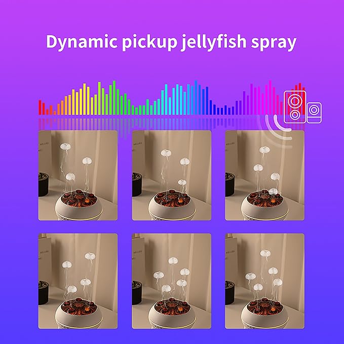 ACOBOTOW Essential Oil Diffuser 250ML Sound-Activated Jellyfish Ultrasonic Aromatherapy Humidifier Remote Timer 7 Color Lights for Home Bedroom Office Hotel(White)