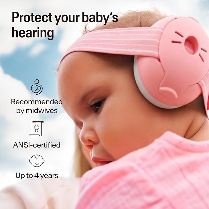 Alpine Muffy Baby Ear Protection for Babies and Toddlers up to 36 Months - CE & ANSI Certified - Noise Reduction Earmuffs - Comfortable Baby Headphones Against Hearing Damage & Improves Sleep - Blush