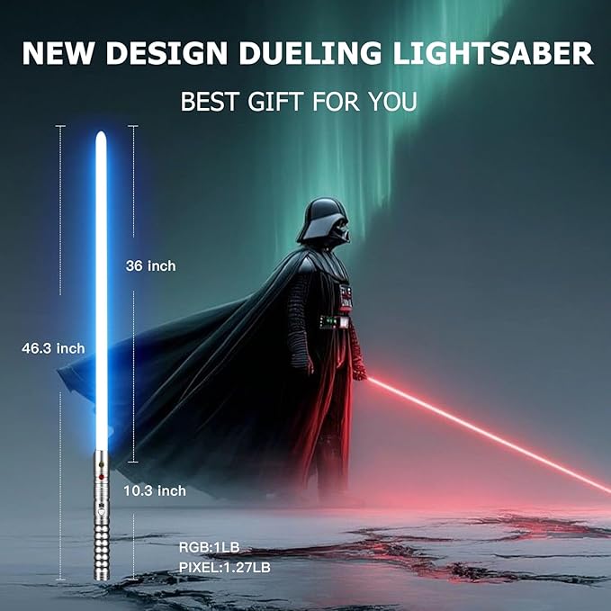 CVCBSER Upgrade App Control Dueling Lightsaber, Motion Control 16 Sets Sound Effects 3 Light Effects and 16 Colors Changeable, Premium Metal Light Saber for Adults Kids