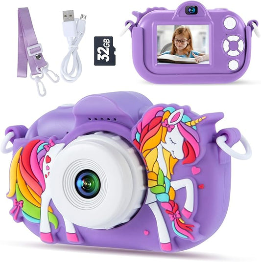 Kids Digital Camera for Girls Ages 3-12, Toddler Camera 1080P HD with 32GB SD Card, Birthday Toys and Gifts for 4 Year Old Girls