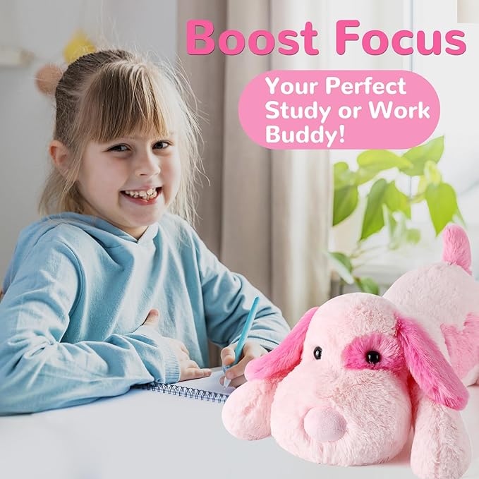 meowtastic Pink Dog Weighted Stuffed Animals - 22 Inch 4.5 Pounds Weighted Plush Dog Stuffed Animals - Big Stuffed Dog Plush Pillow - Cute Plush Toys Gifts for Kids & Adults (22" 4.5 lbs)