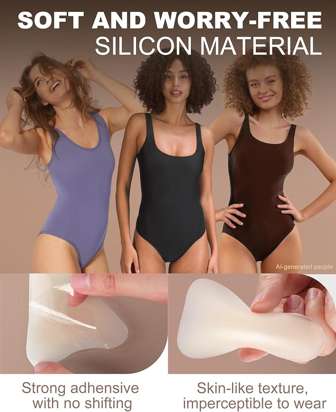 CICKEE Camel Toe Concealer Reusable - Waterproof Camel No Underwear Insert Pack Cameltoe Concealer Proof Silicone Camel Toe Hider Cover Stopper Underwear Guard for Women - 4 Pack Nude