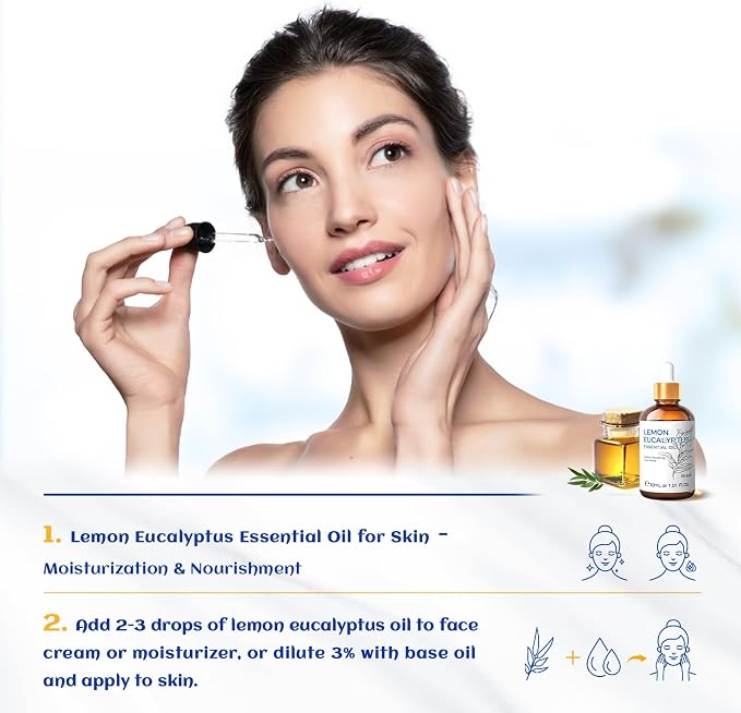 HIQILI Lemon Eucalyptus Essential Oil for Spray, Aromatherapy & Diffuser | Delivers Gentle Indoor & Outdoor Space Protection, Fresh Atmospheres & Household Odor Elimination -30mL / 1.01 fl oz