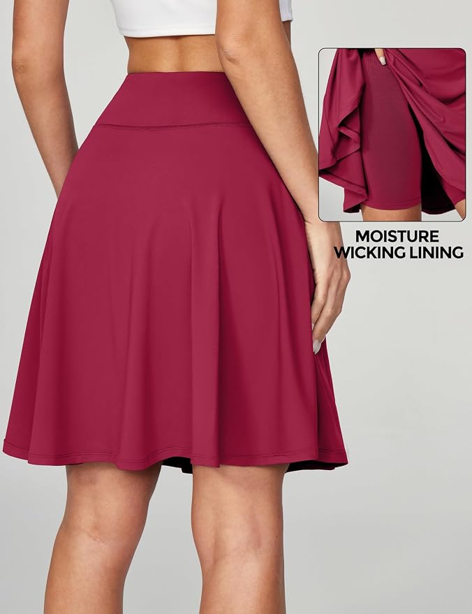 IUGA 20" Knee Length Skorts Skirts for Women with Pockets Tennis Skirt High Waisted Golf Skirts for Women Casual Athletic