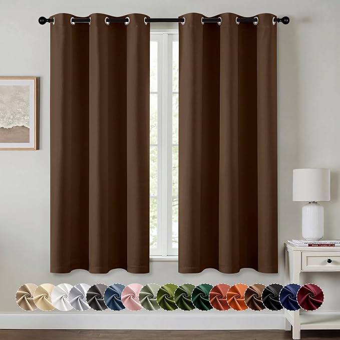 MIULEE Blackout Curtains for Bedroom 2 Panels 40 x 54 Inch Long Brown | Thermal Insulated, Living Room Darkening Grommet Drapes, Noise Reducing, Light Blocking Window Treatments