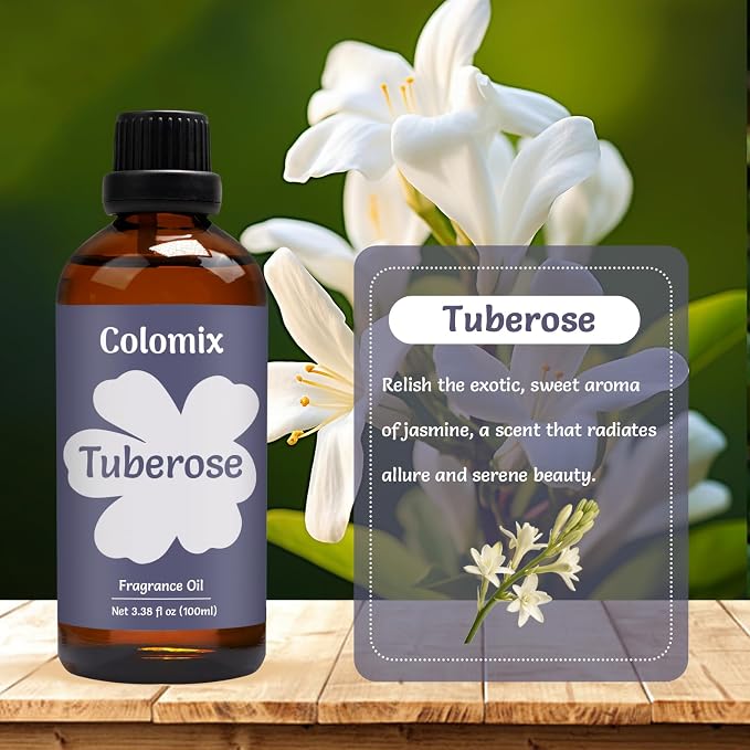 Premium 100ml Tuberose Fragrance Oil, Essential Oils for Diffusers for Home, Long-Lasiting Scented Oil for Candle Making, Soap Supplies and Tuberose Pefume and More, Spring Aroma Oil Gifts