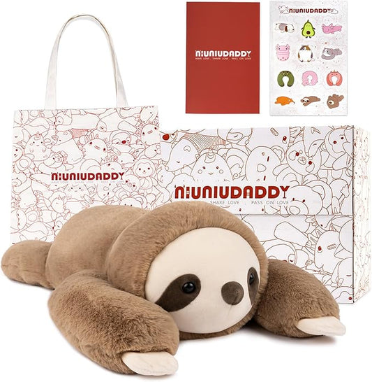 Niuniu Daddy Weighted Sloth Stuffed Animals for Anxiety, Large Plush Animal Pillow Kids Adults, 20in Cute Plushies Toy as Gifts Presents Christmas Birthday, Brown, SET-Above 3lb