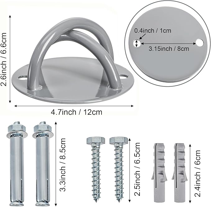 2 Pack Wall Mount Bracket for Suspension Straps, Ceiling Anchor Mount for Rings, Body Weight Strength Training Systems, Yoga Swings, Boxing Equipment