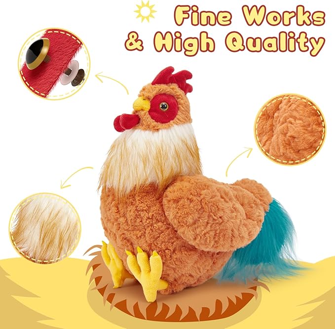 Tezituor 18 Inch Big Chicken Stuffed Animal, Cuddly Realistic Chicken Plush Toy, Gaint Rooster Stuffed Animals,Soft Stuffed Farm Plushie Kids Girls Boys Christmas, Easter, Birthday, Party Decor