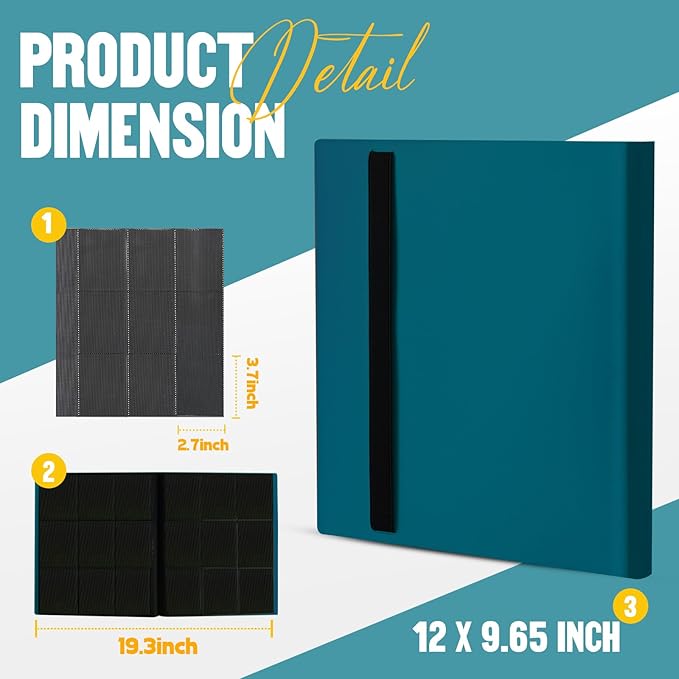 Card Binder 9-Pockets, Trading Card Binder, 20 Pages, 360 Card Capacity Collection Binder, Card Folder for MTG, TCG, Game Cards & Sports Cards (Malachite Blue)