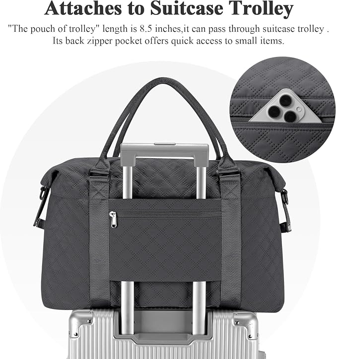 Travel Duffel Bag, Carry On Overnight Weekender Bags for Women | Travel Bag with Wet Pocket & Trolley Sleeve, For Spirit Airlines 18x14x8 Personal Item Bag