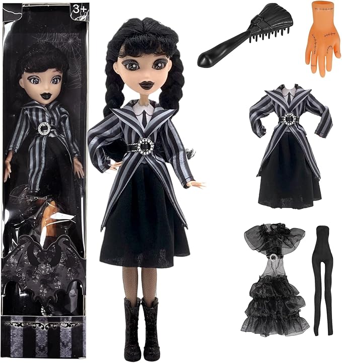 Dumwick 9' Adams Doll with Gift Box, High Heels, Black Dress, and Hair, Perfect Christmas and Birthdays Toy Gift for Girls & Fans(NEW B)