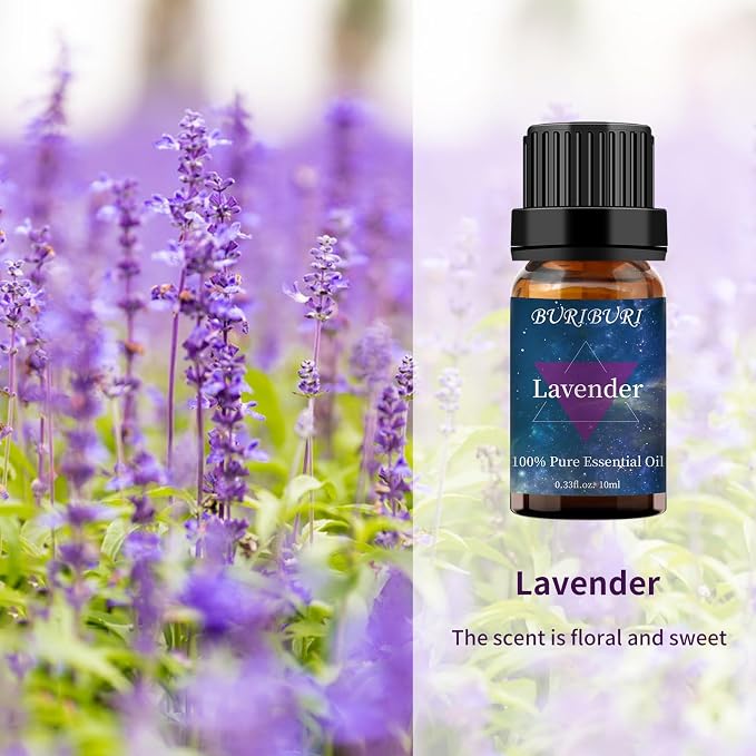 BURIBURI Eucalyptus Oil and Lavender Essential Oil Set 2 Pack, 100% Pure Diffuser Oil Eucalyptus Essential Oil for Massage, Soap Making