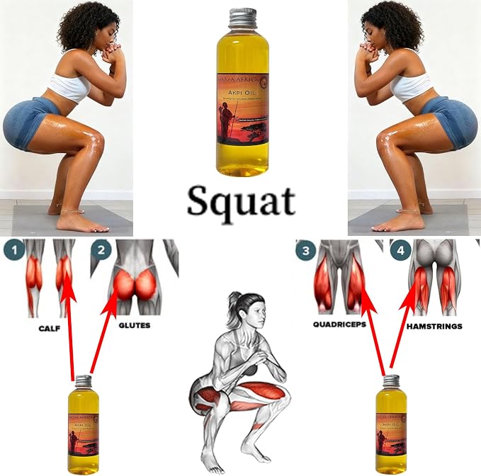 West African Akpi Seeds HIPS Workout Massage Oil for Comfortable Movement — Boost Your Confidence with Every Walking Step — Enhanced Comfort During Resistance Bands, Workout, Yoga & Exercise