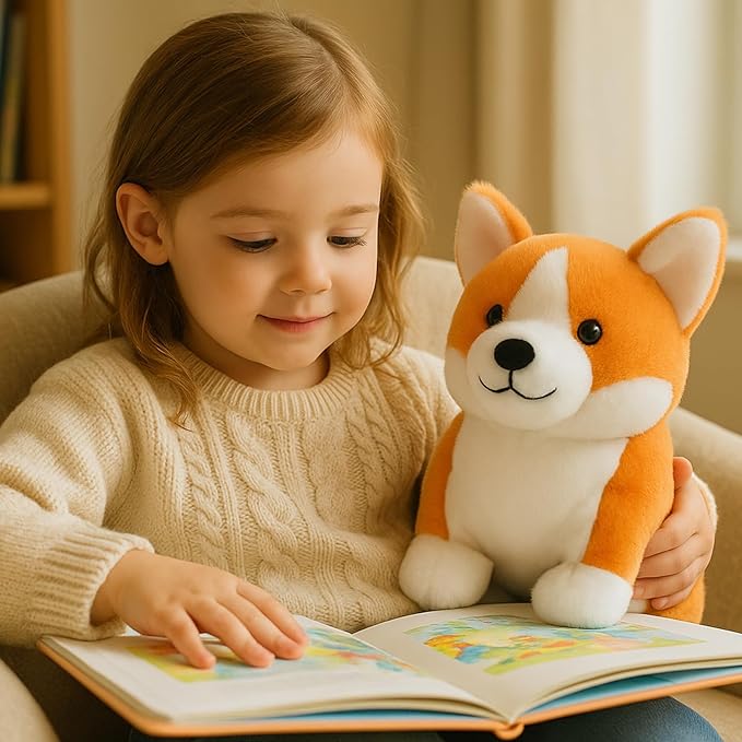 Corgi Plush Toy, 12 Inch Cute Stuffed Animal, Soft Kawaii Dog Pillow, Realistic Welsh Corgi Puppy, Gifts for Kids and Dog Lovers, Orange and White