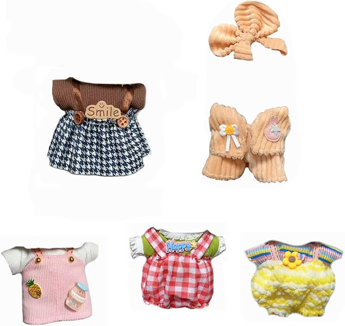 Clothes Set for 17cm Doll, 5 Pack Clothes & Outfit Pack for 17cm Dolls, Dolls Accessories for Collectors, No Doll Included (Set 2)
