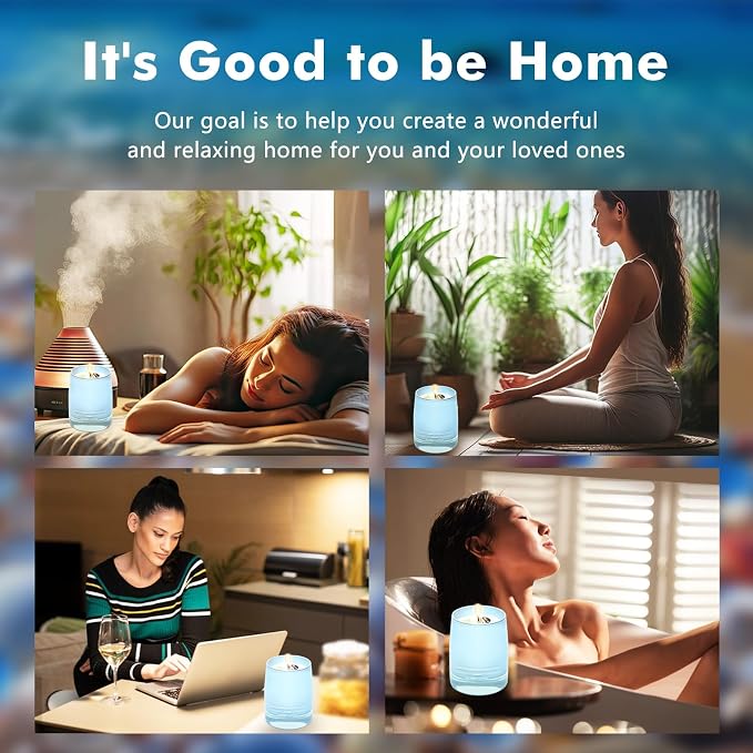 Ocean Scented Candles Gift for Women-10oz Aromatherapy Sea Beach Soy Candles for Home Scented with Healing Crystal inside-55H Burn Gifts for Valentine's Day, Birthday, Women, Mother's Day