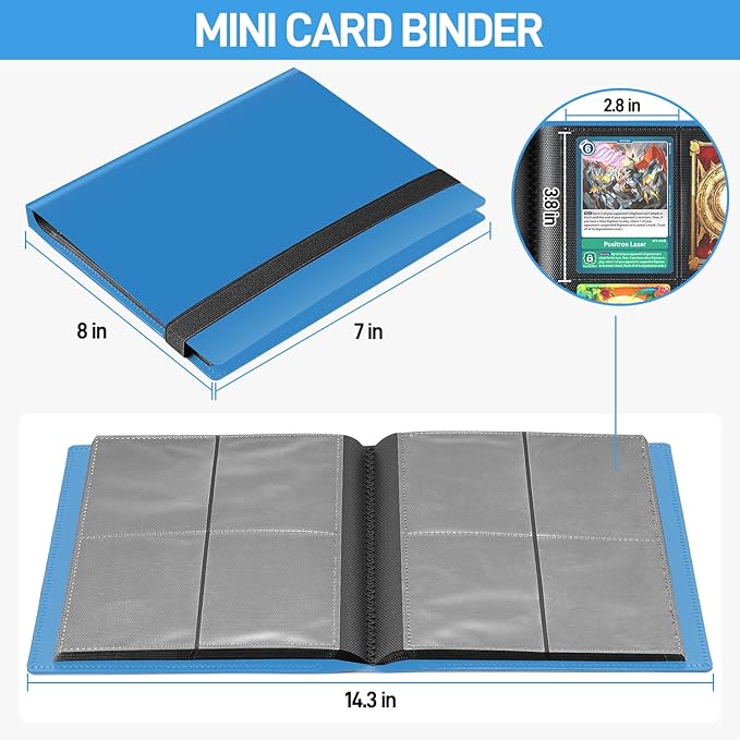 Card Binder, Upgraded 4 Pockets Trading Card Binder for Cards, Mini Collection Card Album, 160 Pockets Small Card Book Holder - Blue
