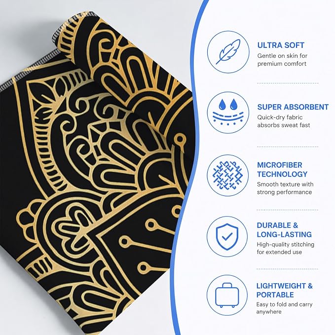 Yoga Mat Towel, Hot Yoga Non Slip with 4 Corner Pockets, 74 x 26 in | Soft Absorbent Microfiber With Four Corner Pockets, Fits Over Yoga Mats For Hot Yoga, Pilates, Gym, And Travel