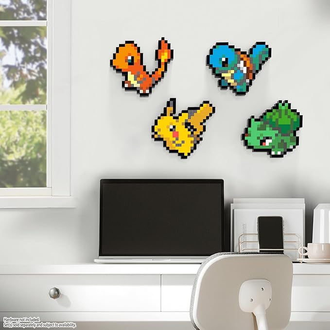 Mega Pokémon Pikachu Construction Set, Articulated Figure, Retro Pixelated Style, 15 cm, Wall or Table Decoration, 400 Pieces, Collectable, Children's Toy, Age 7 Years, HTH74
