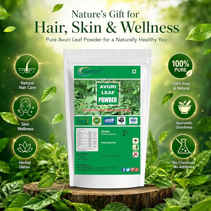 neotea Avuri Ilai Powder (Indigofera Tinctoria) 300g | Indigo Leaf Powder | 100% Pure Herbal Powder | Natural Hair Care Ingredient