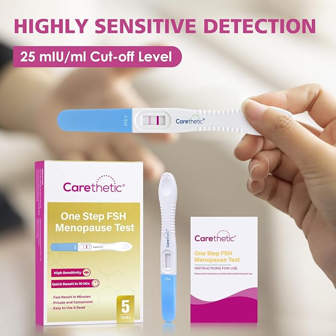 [5 Pack] Carethetic FSH Menopause Test Kit - Midstream At-Home Menopause Test, High-Sensitivity FSH Detection for Perimenopause & Fertility Monitoring