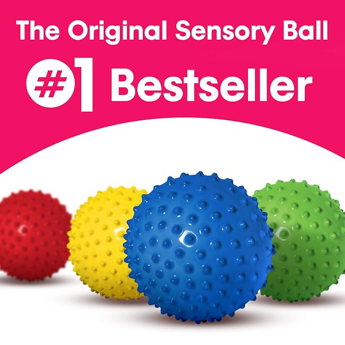 Edushape The Original Sensory Ball for Baby - 7" Yellow Color Baby Ball that Helps Enhance Gross Motor Skills for Kids Aged 6 Months & Up - Vibrant, Colorful and Unique Toddler Ball