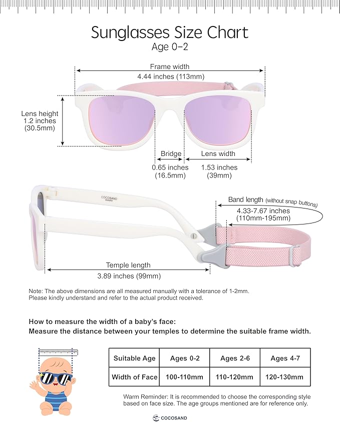COCOSAND Flexible Baby Sunglasses with Strap Polarized UV Protection for Toddler Infant Newborn Boy Girl Age 0-24 Months