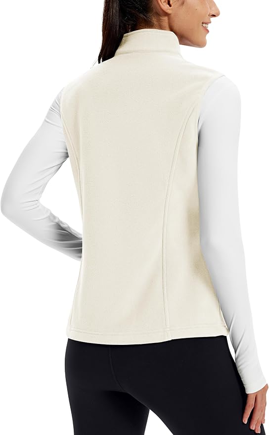 TACVASEN Women's Fleece Vest Lightweight Sleeveless Zip Jacket Outerwear | Soft Polar,Zipper Pockets,Stand Collar,Fall Winter Warm,Outdoor,Athletic,Running,Hiking,Travelling,Golf,Work