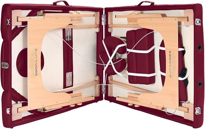 Saloniture Professional Portable Massage Table with Backrest - Burgundy